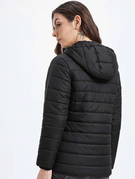 women solid long sleeve hooded quilted jacket - 22228858 -  Standard Image - 2