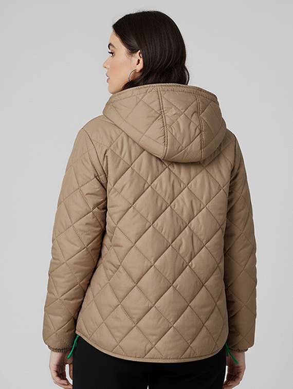 women solid long sleeve hooded quilted jacket - 22228862 -  Standard Image - 2