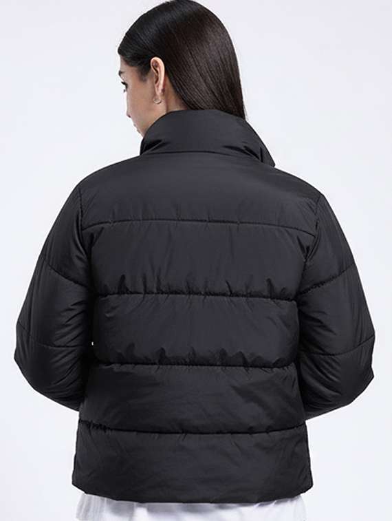 women solid stand collar long sleeve quilted jacket - 22228863 -  Standard Image - 2