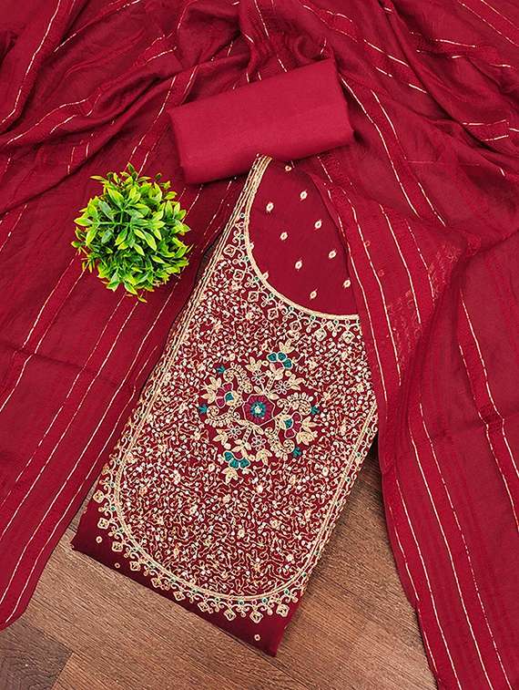 women self design embroidered unstitched suit set - 22228896 -  Standard Image - 2
