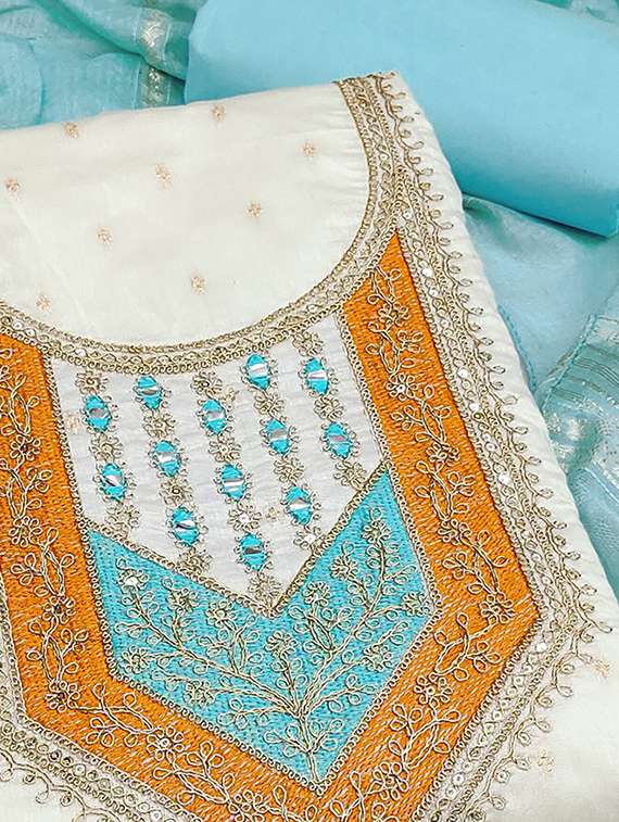 women self design embroidered unstitched suit set - 22228898 -  Standard Image - 2