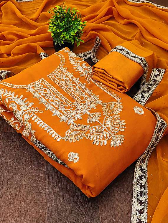 women solid with work embroidered unstitched suit set - 22228914 -  Standard Image - 2