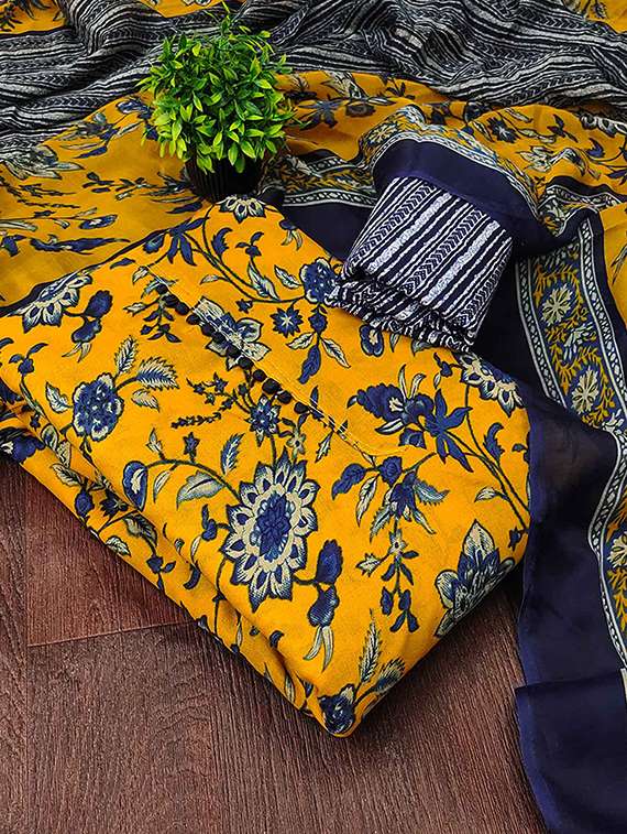 women floral printed unstitched suit set