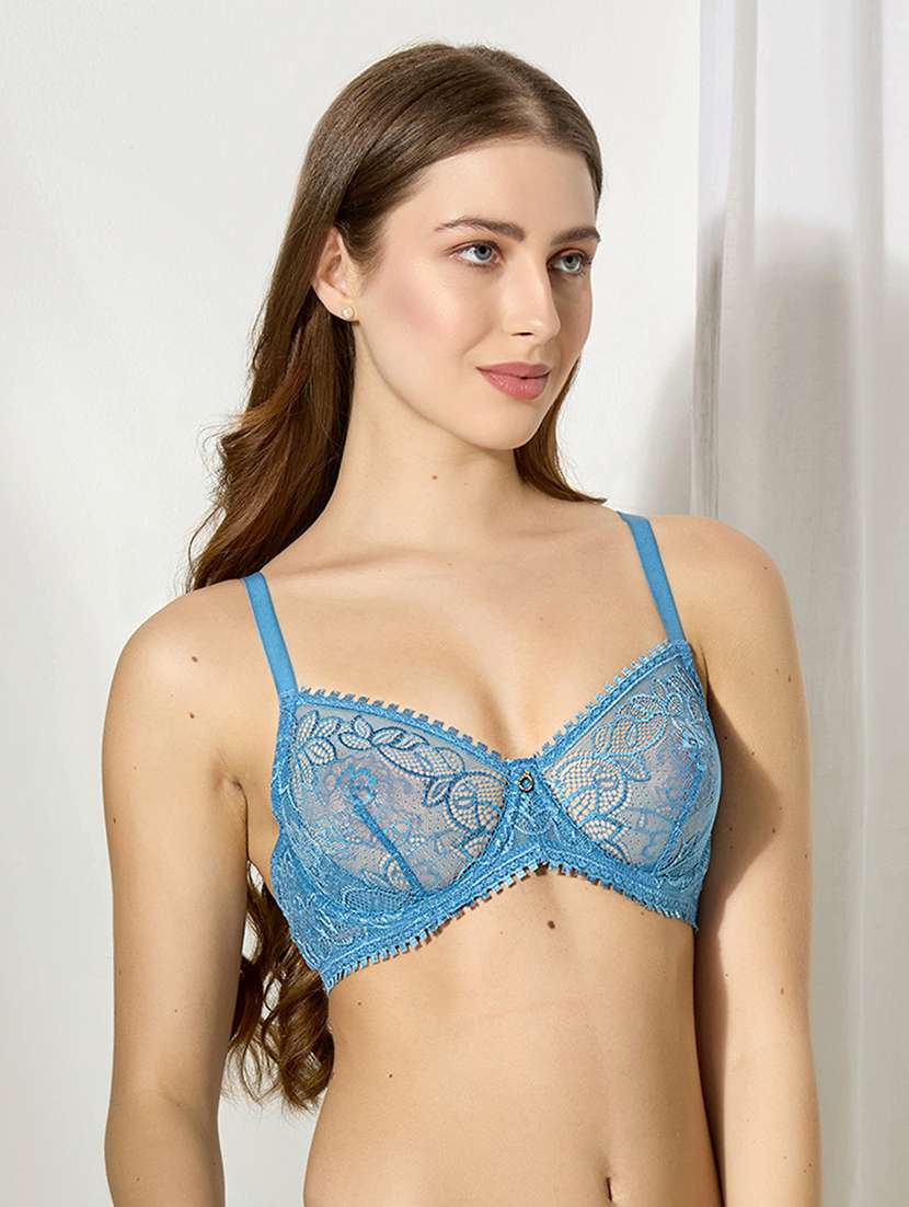 women solid lightly padded lace t-shirt bra - 22228955 -  Standard Image - 2