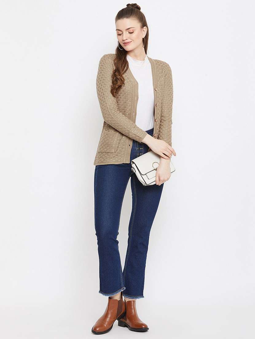 women self designed long sleeve cardigan - 22229061 -  Standard Image - 2
