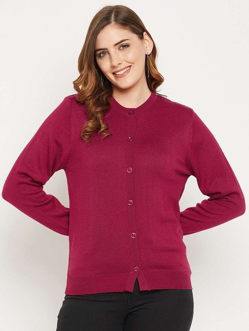 women solid long sleeve cardigan