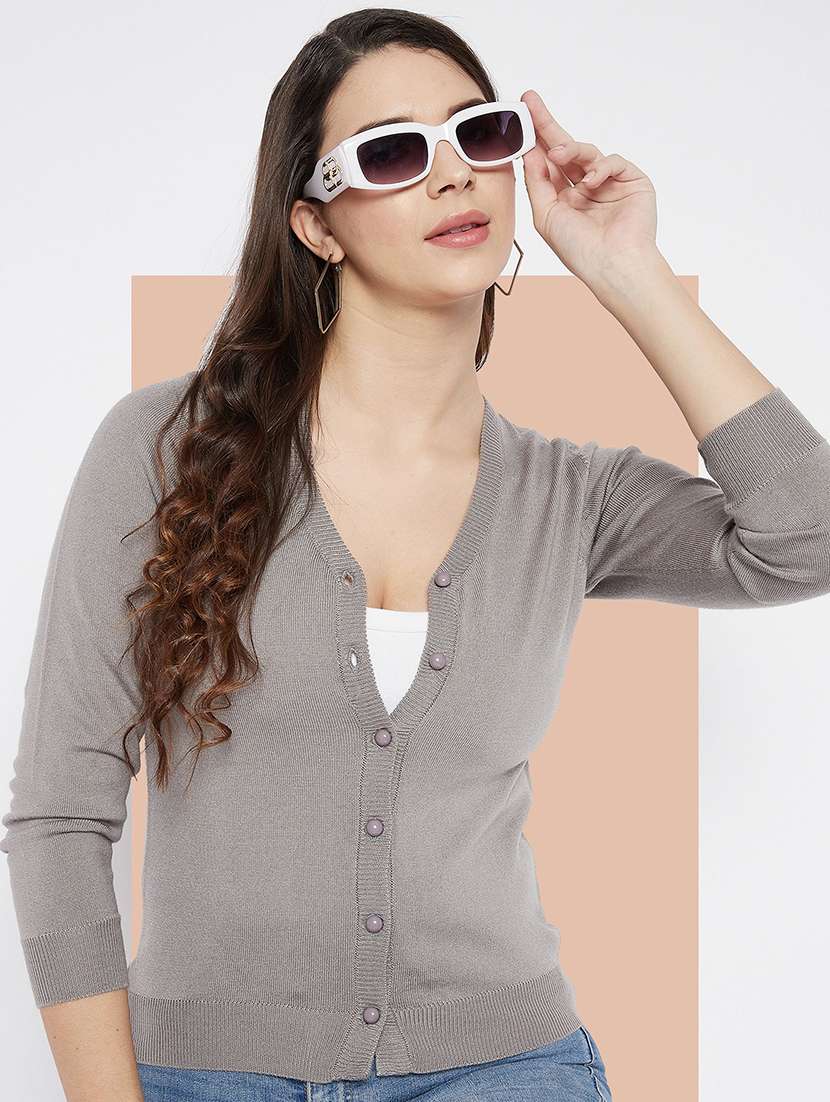 women solid long sleeve cardigan