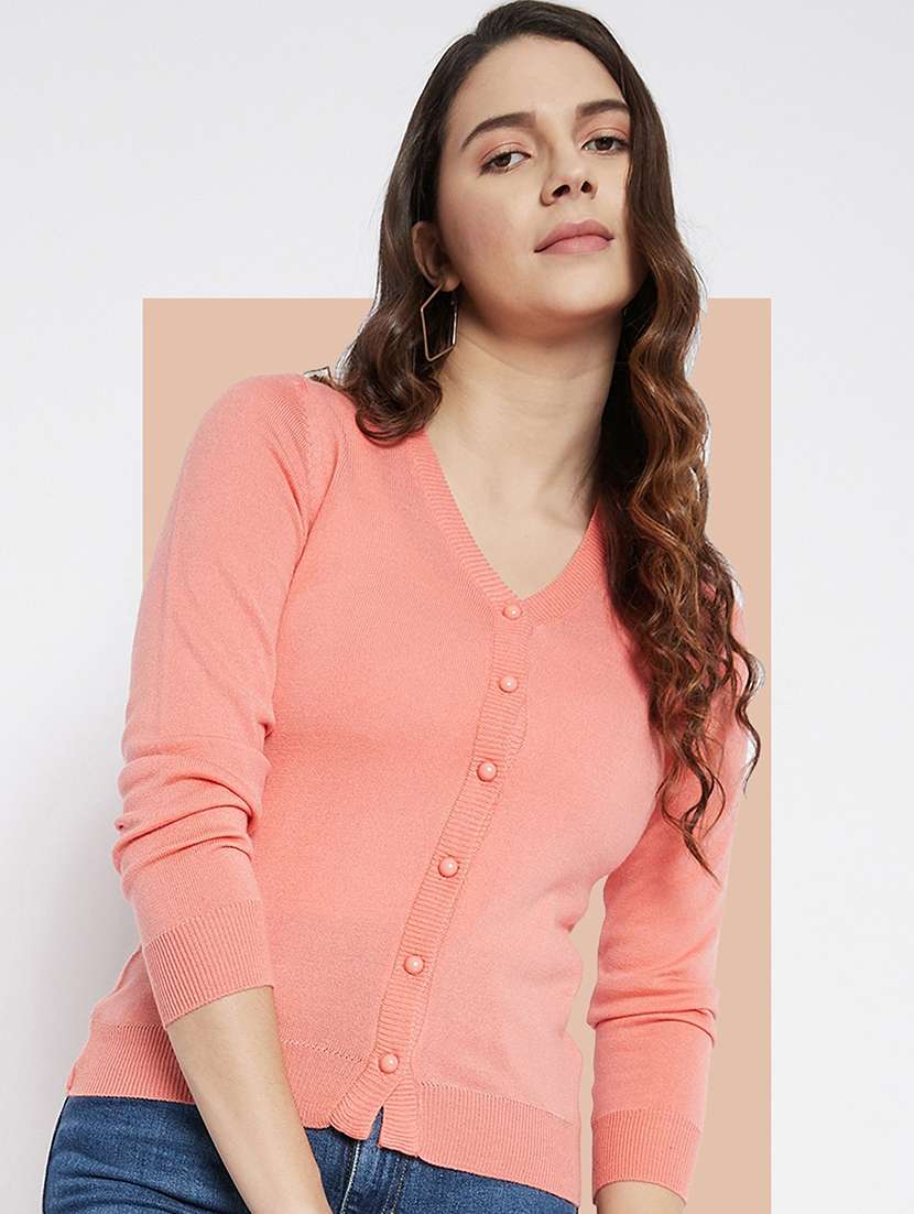 women solid long sleeve cardigan