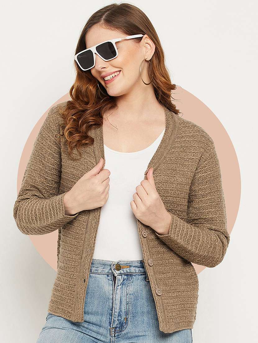 women self designed long sleeve cardigan