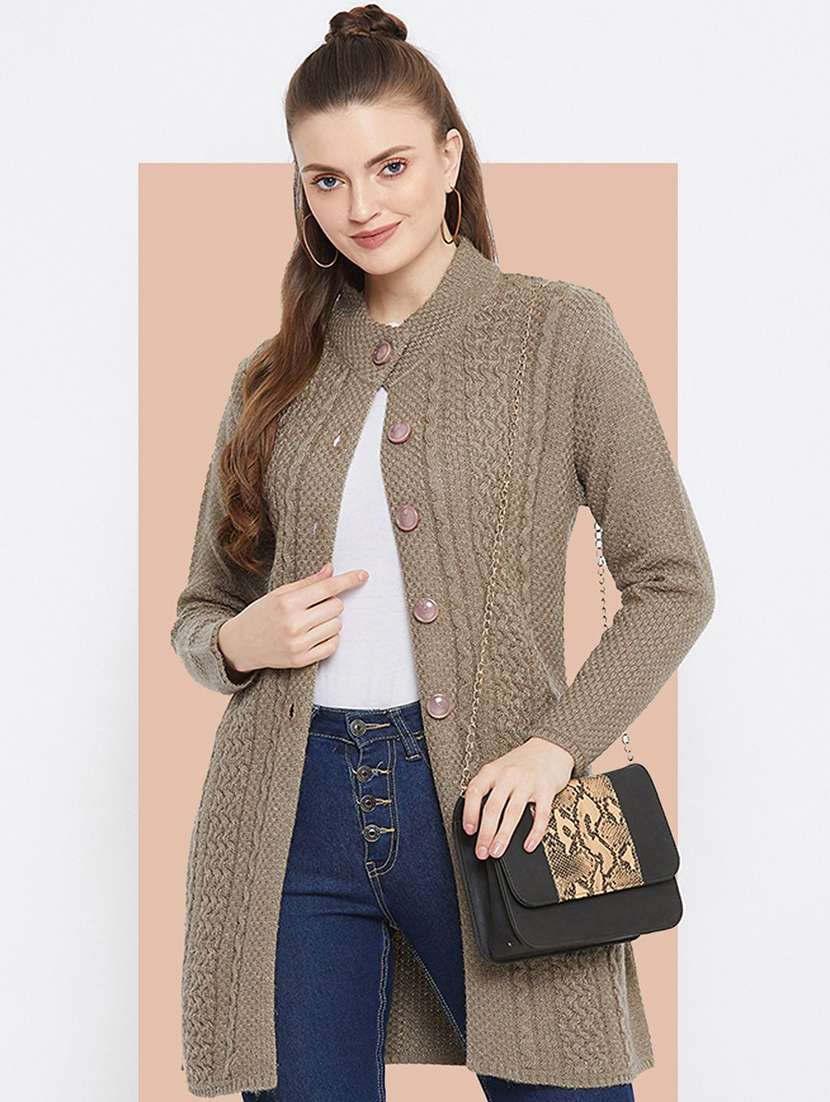 women self designed long sleeve cardigan