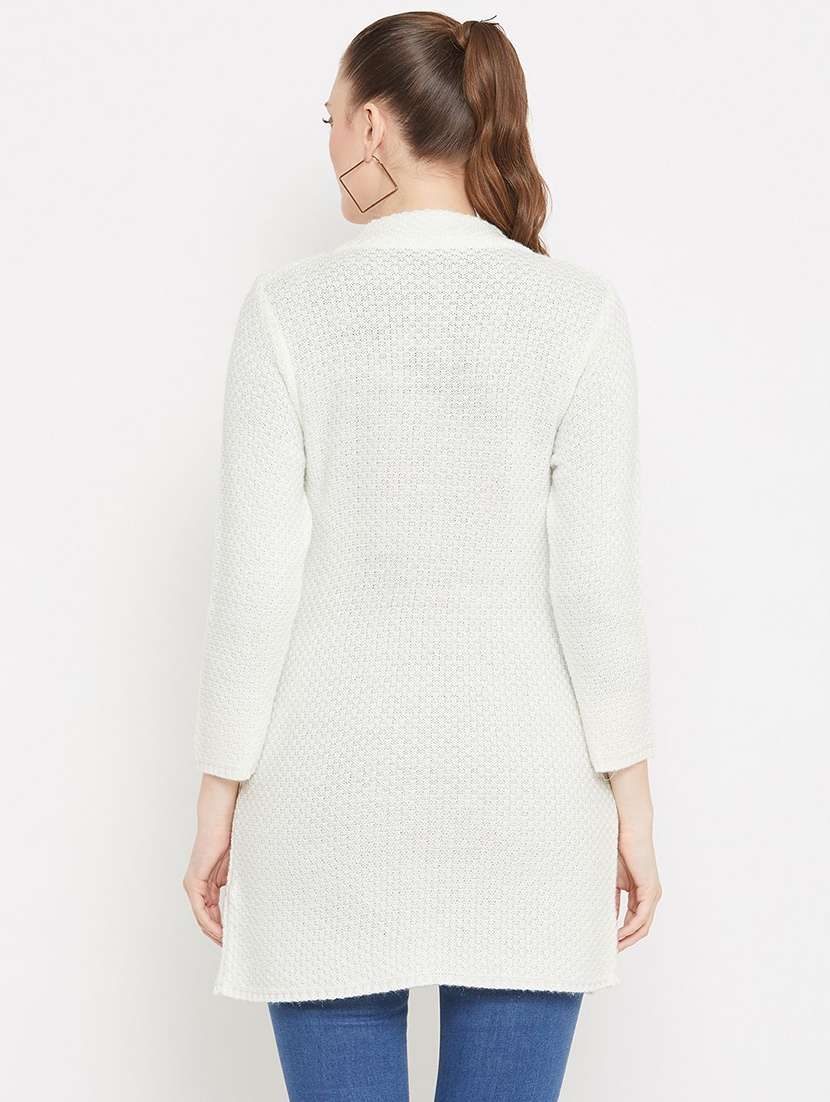 women self designed long sleeve longline cardigan - 22229244 -  Standard Image - 2