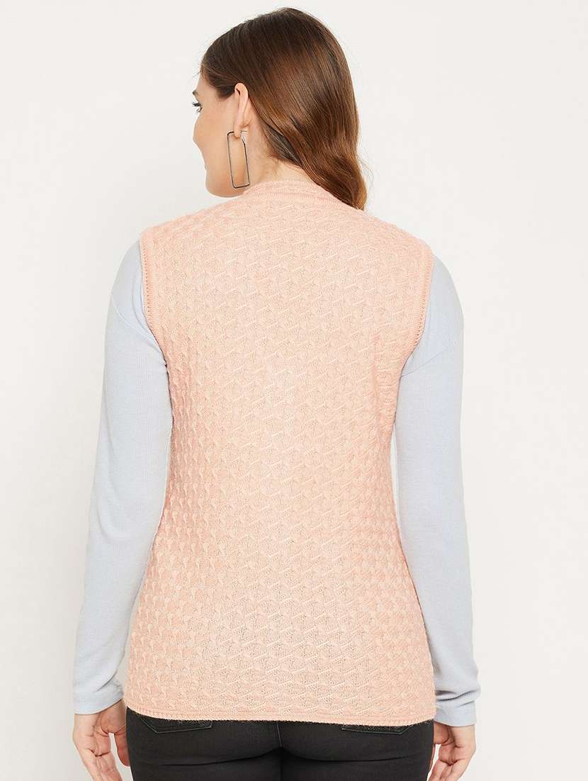 women self designed sleeveless cardigan - 22229250 -  Standard Image - 2