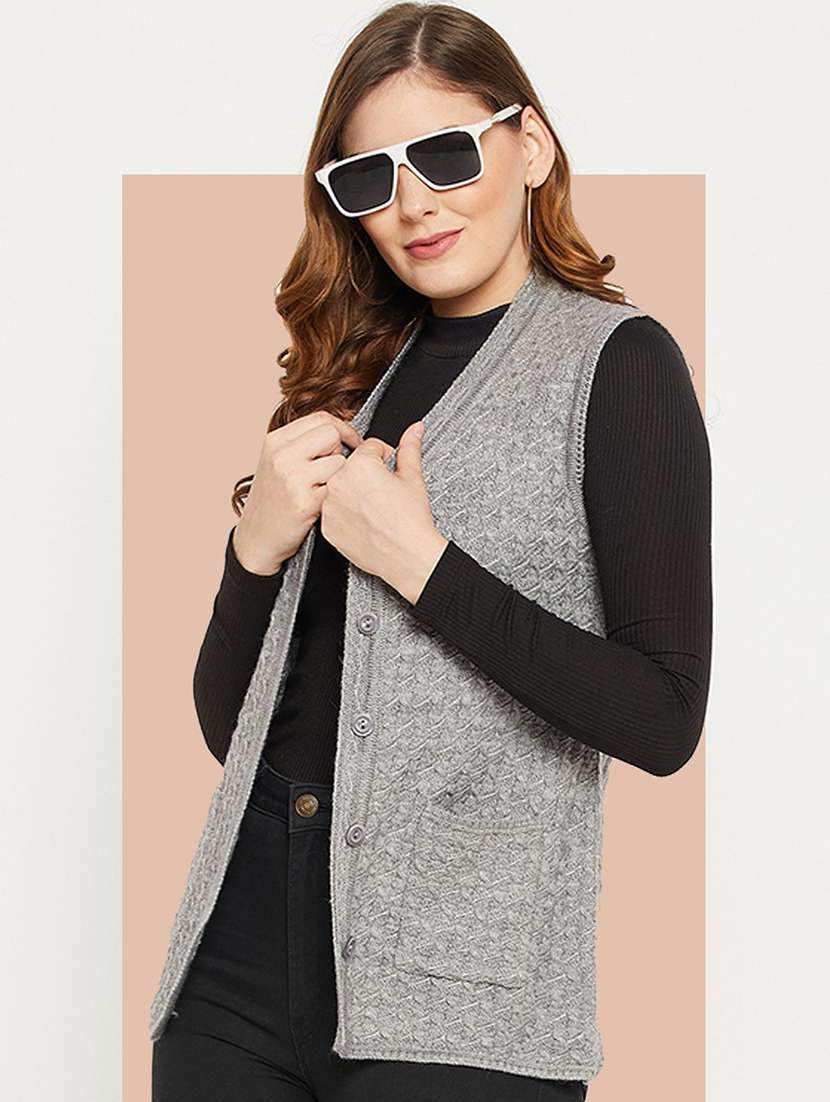 women self designed sleeveless cardigan