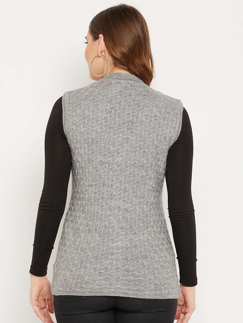 women self designed sleeveless cardigan - 22229275 -  Standard Image - 2