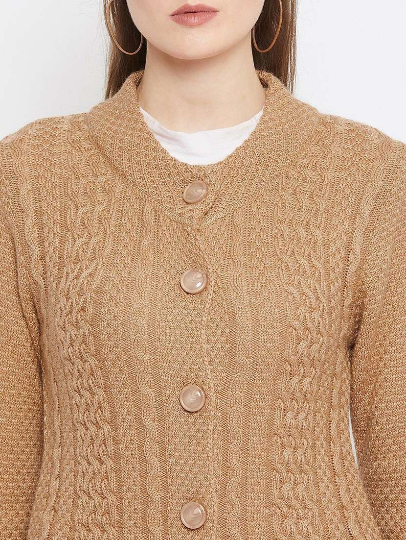 Women Self Designed Sleeveless Cardigan - 22229309 -  Standard Image - 2