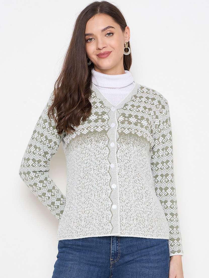 women self designed long sleeve cardigan