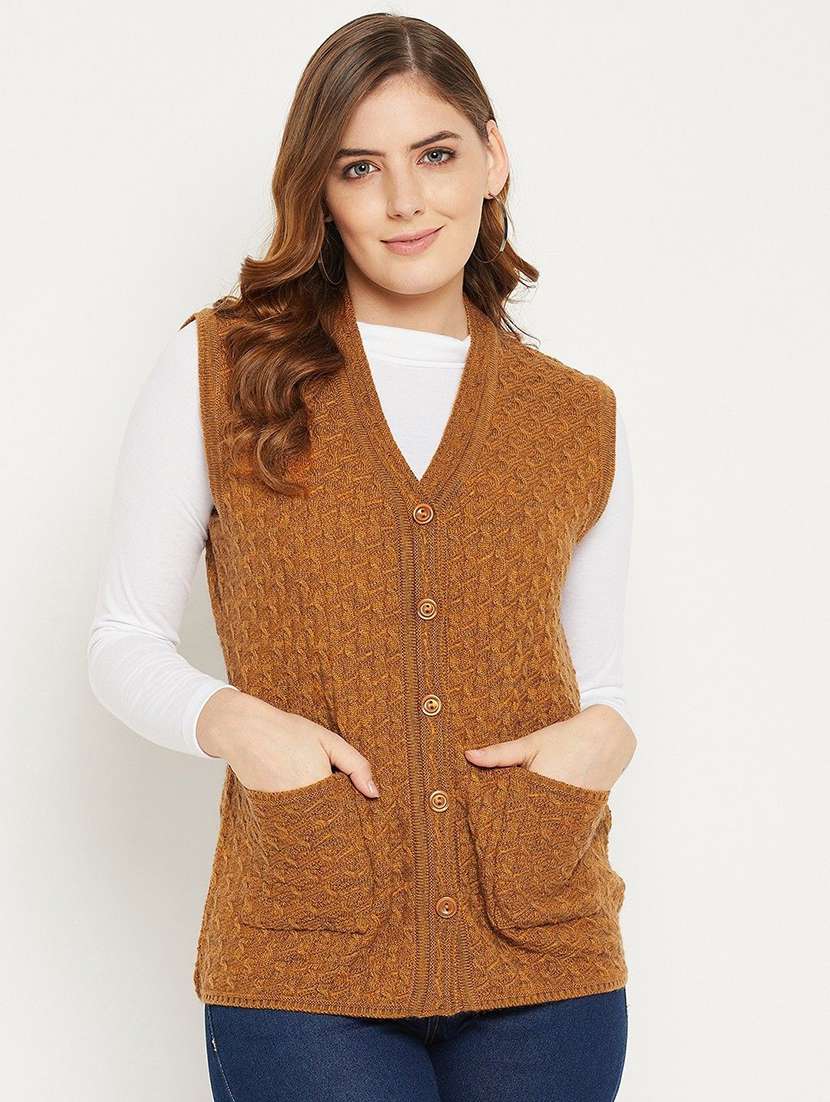 women self designed sleeveless cardigan