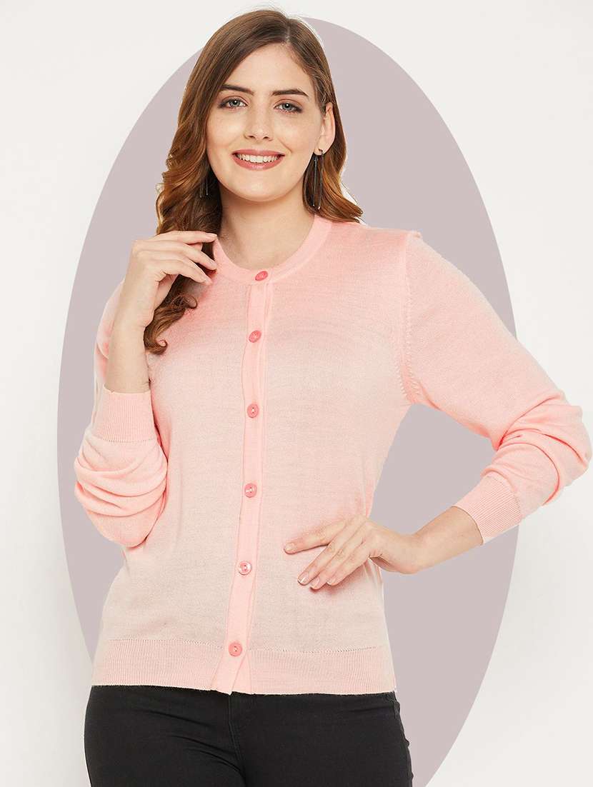 women solid long sleeve cardigan