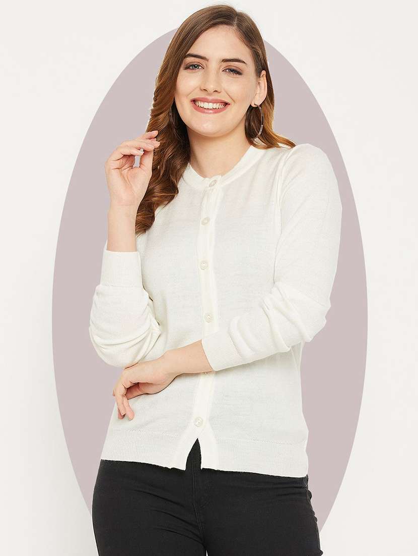 women solid long sleeve cardigan