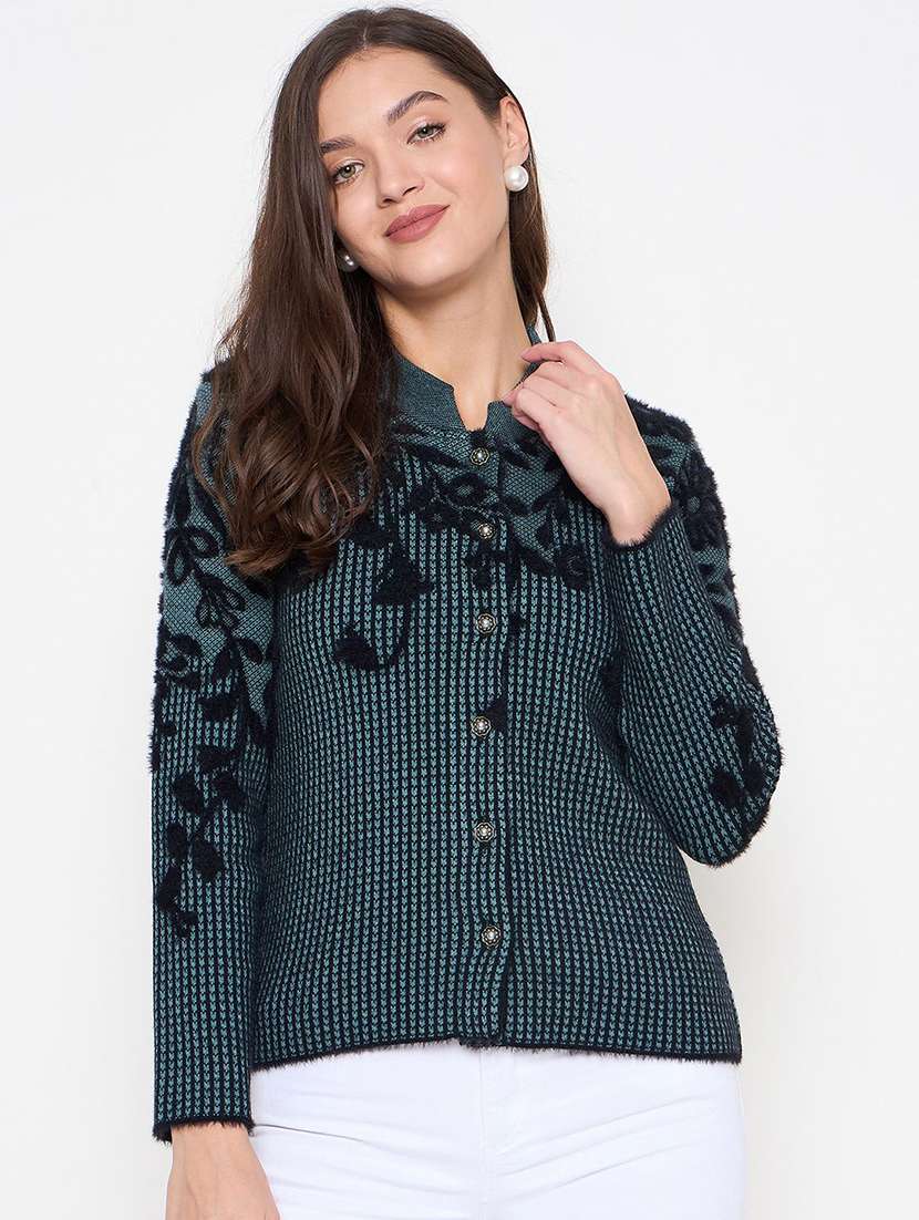 women self designed long sleeve cardigan