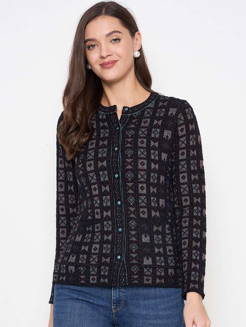 women self designed long sleeve cardigan