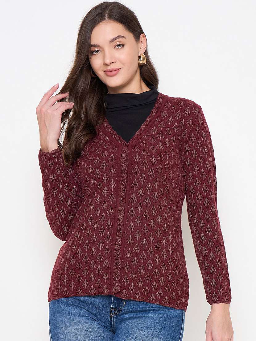 women self designed long sleeve cardigan