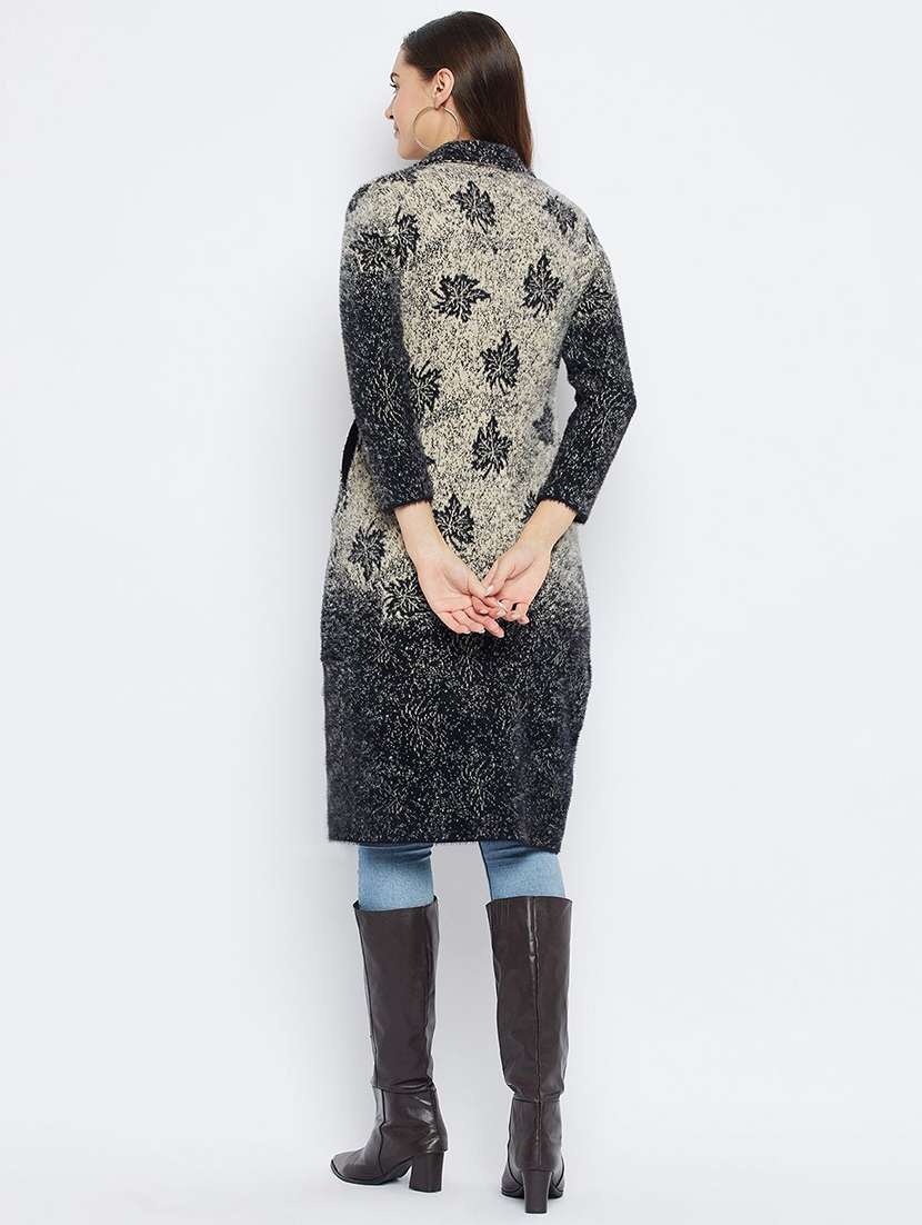 women self designed long sleeve longline cardigan - 22229512 -  Standard Image - 2