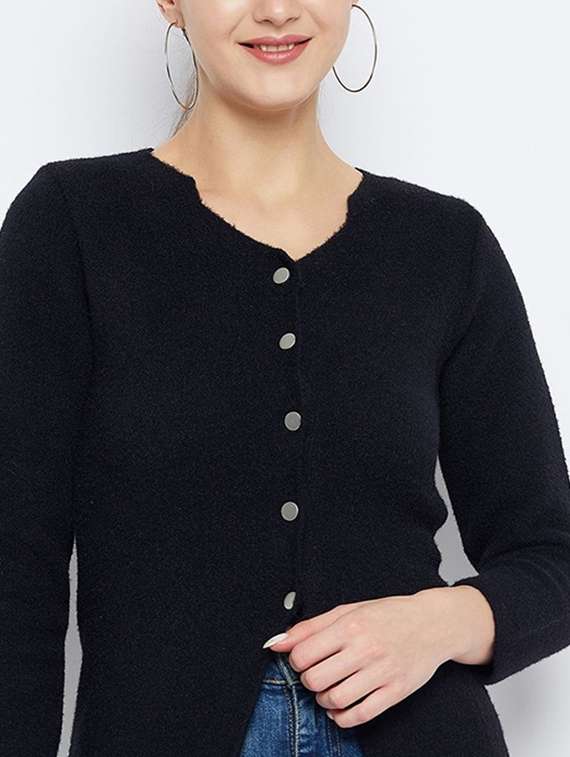 women solid long sleeve cardigan - 22229568 -  Standard Image - 2