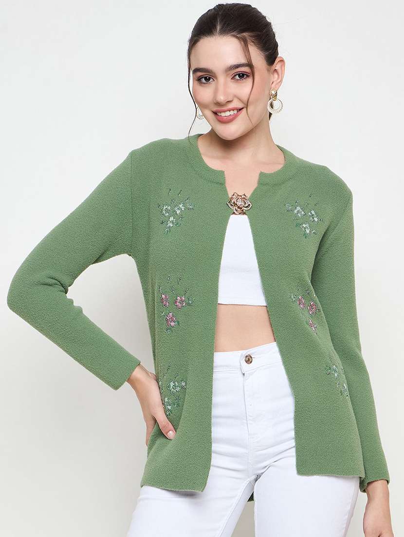 women self designed long sleeve cardigan