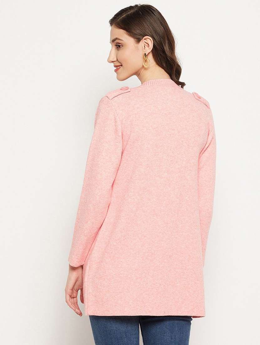 women solid long sleeve longline cardigan - 22229778 -  Standard Image - 2