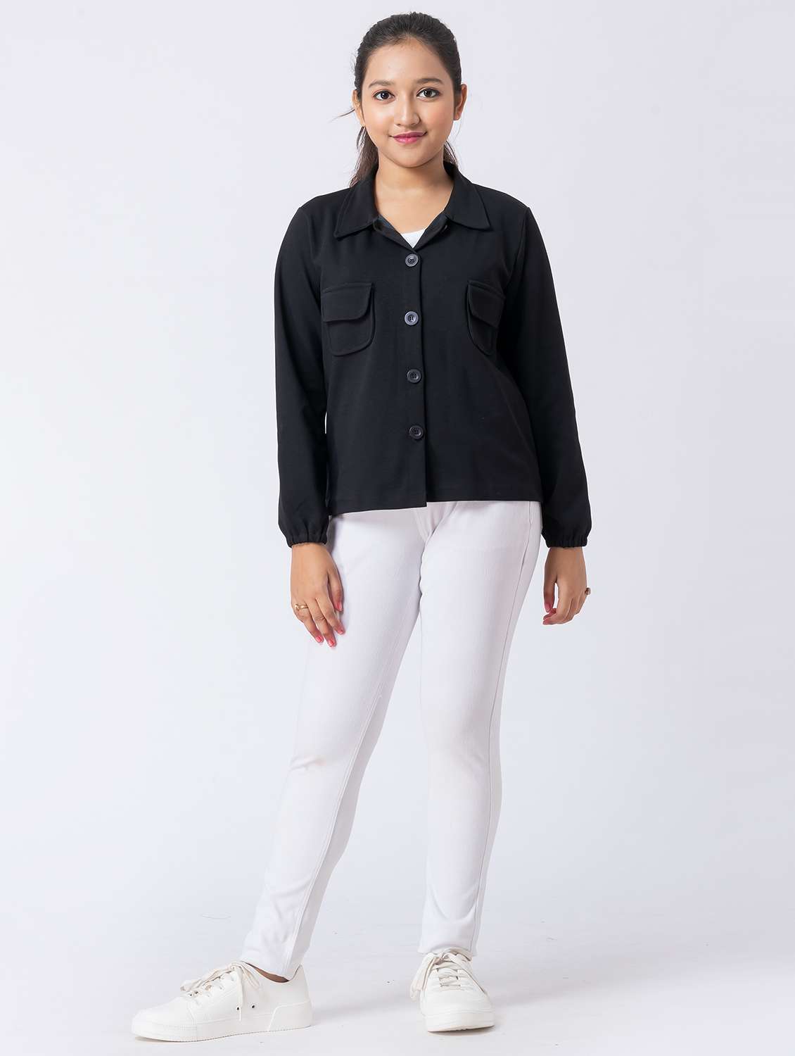 girls solid long sleeve regular jacket - 22229822 -  Standard Image - 2