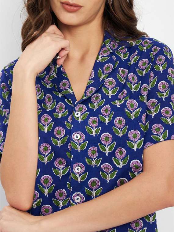 women printed nightwear shorts set - 22229908 -  Standard Image - 2