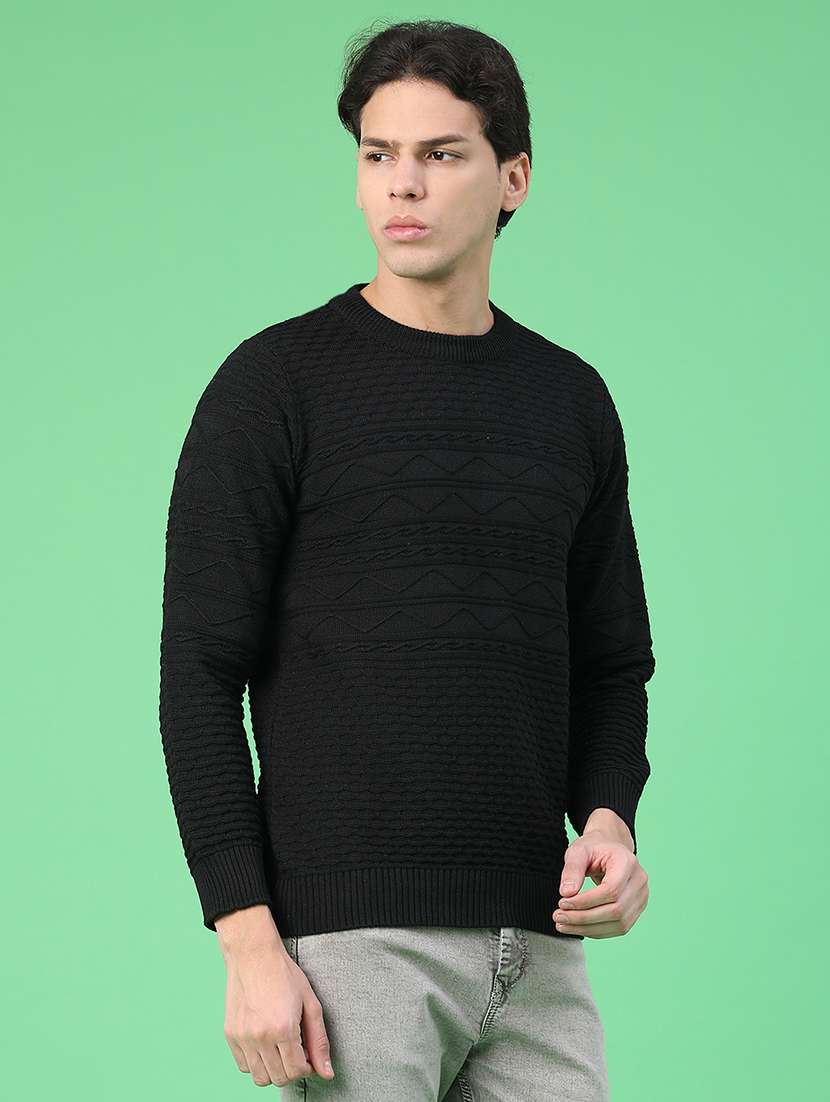 men self design long sleeve regular fit pullover  - 22230029 -  Standard Image - 2