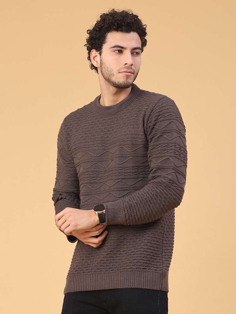 men self design long sleeve regular fit pullover  - 22230031 -  Standard Image - 2