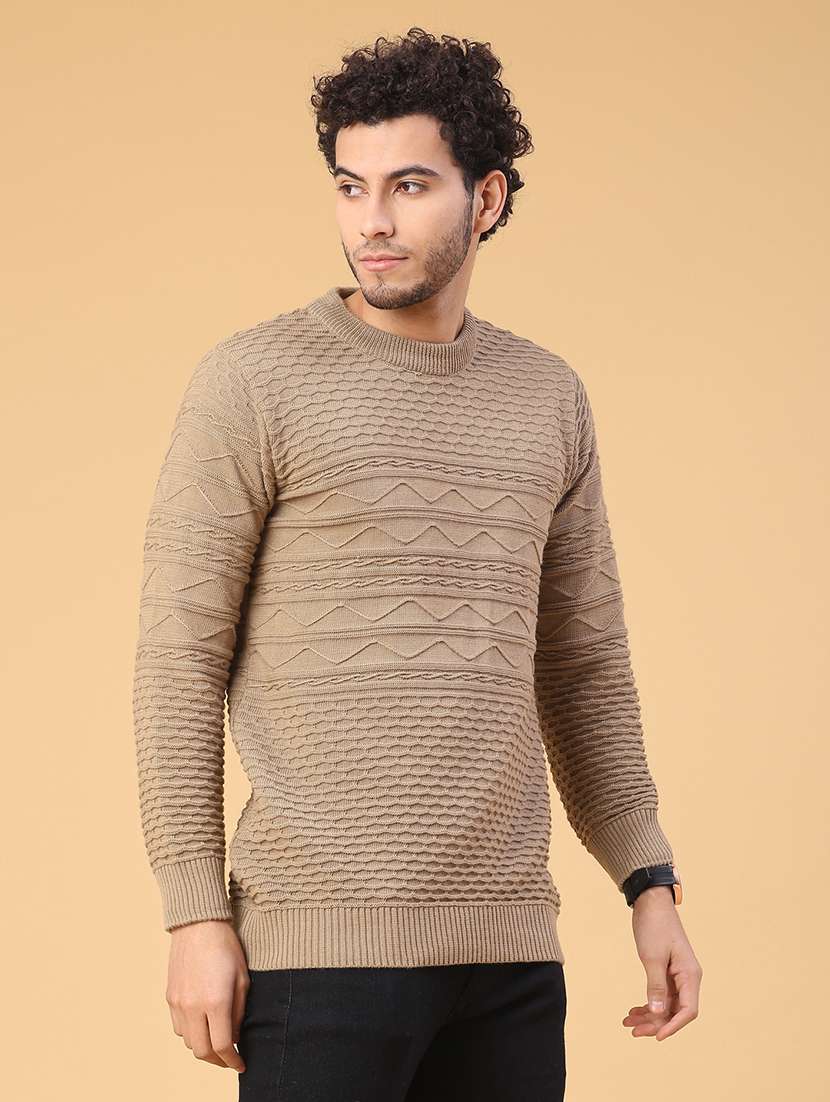 men self design long sleeve regular fit pullover  - 22230035 -  Standard Image - 2