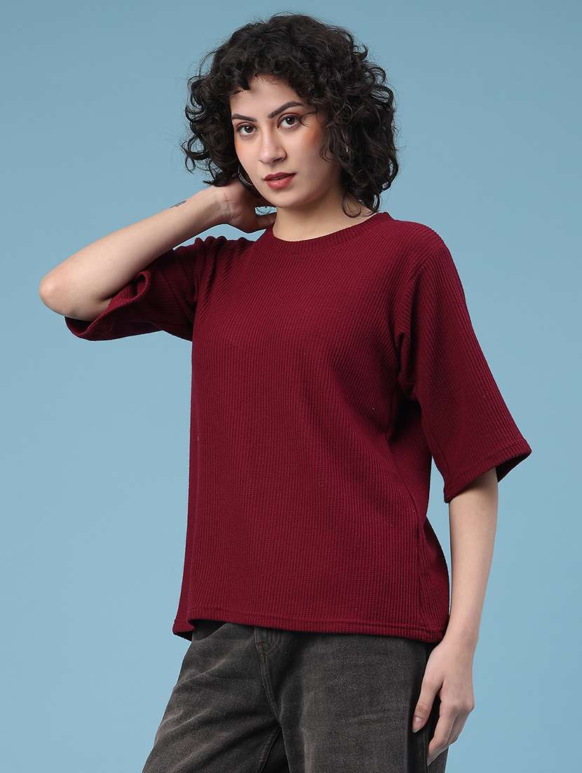 women solid short sleeve oversized t-shirt - 22230282 -  Standard Image - 2