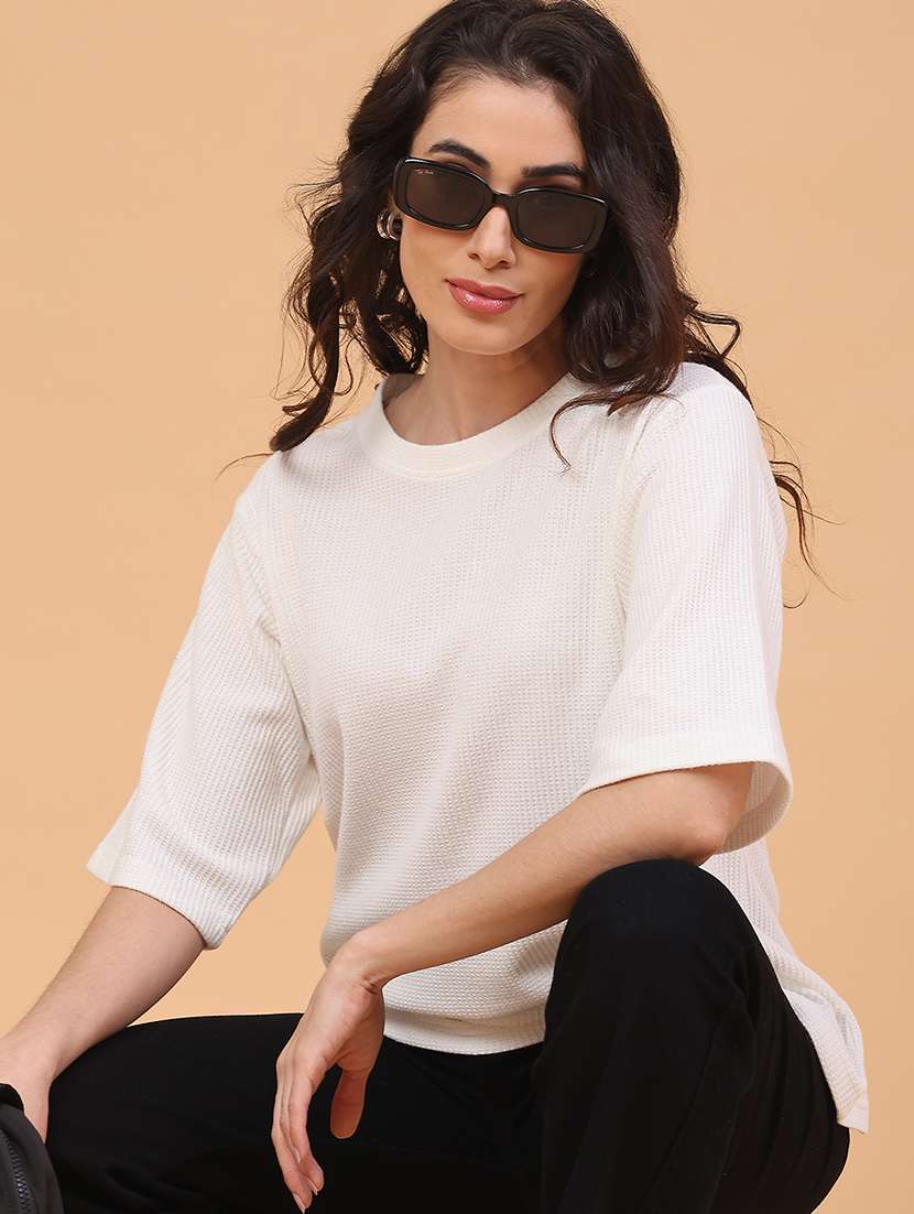 women solid short sleeve oversized t-shirt