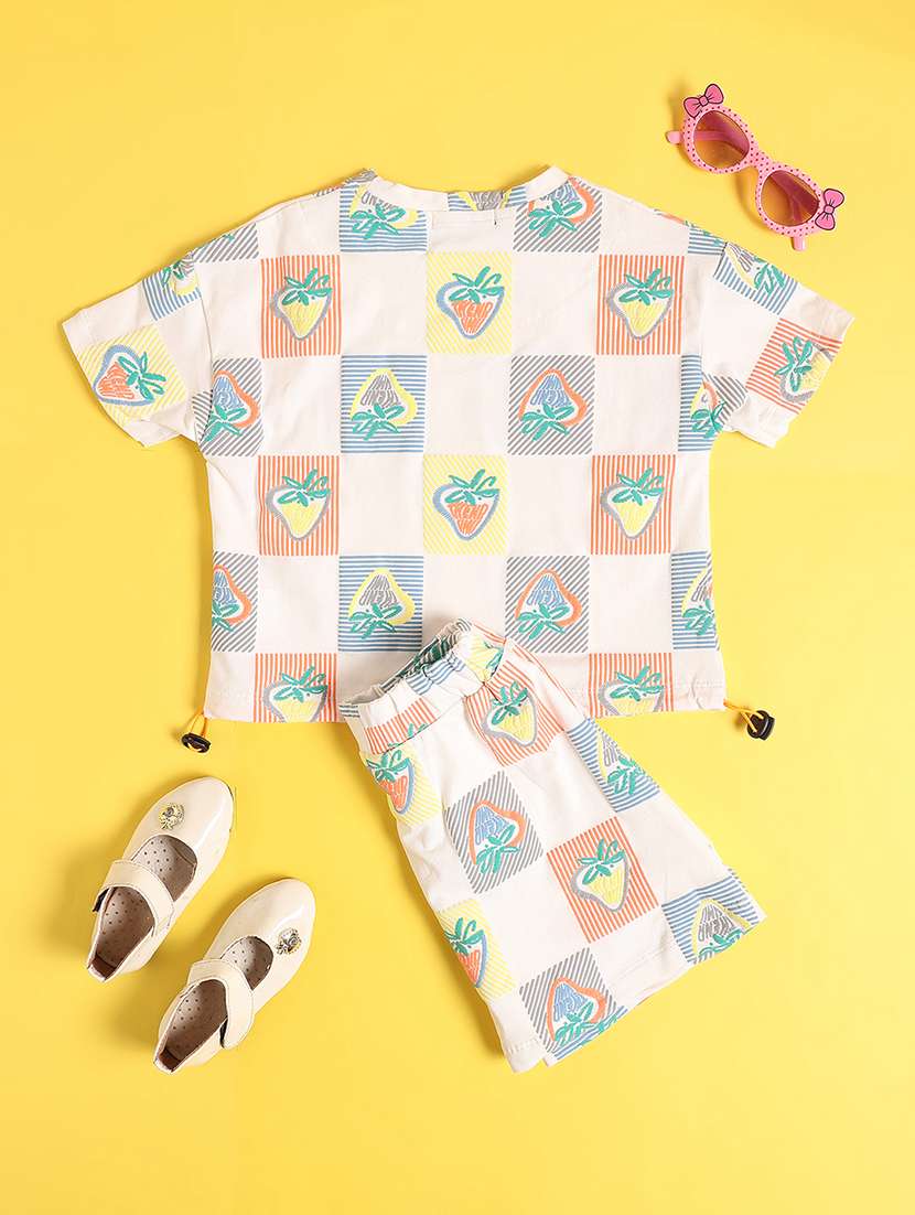 girls printed short sleeve t-shirt & shorts set - 22230435 -  Standard Image - 2