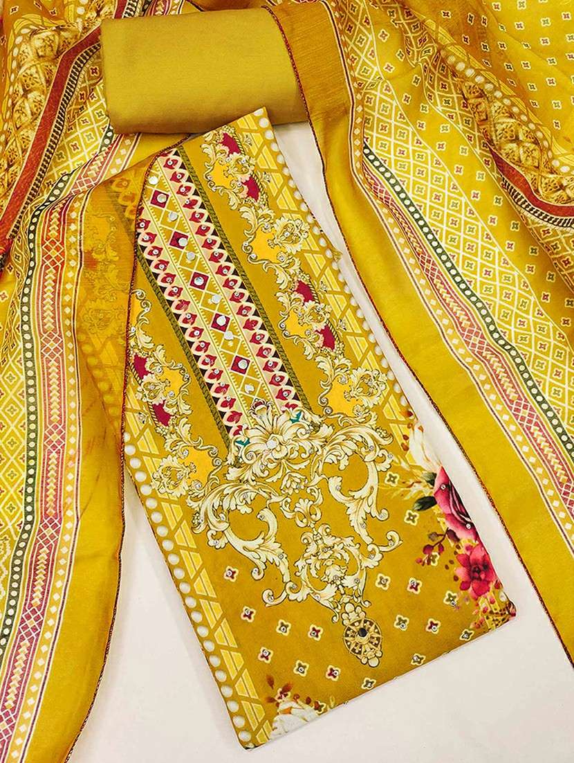 women printed embellished unstitched suit set - 22230572 -  Standard Image - 2