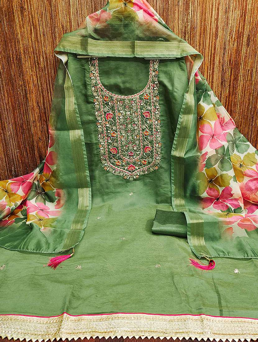 women solid with work embroidered unstitched suit set - 22230576 -  Standard Image - 2