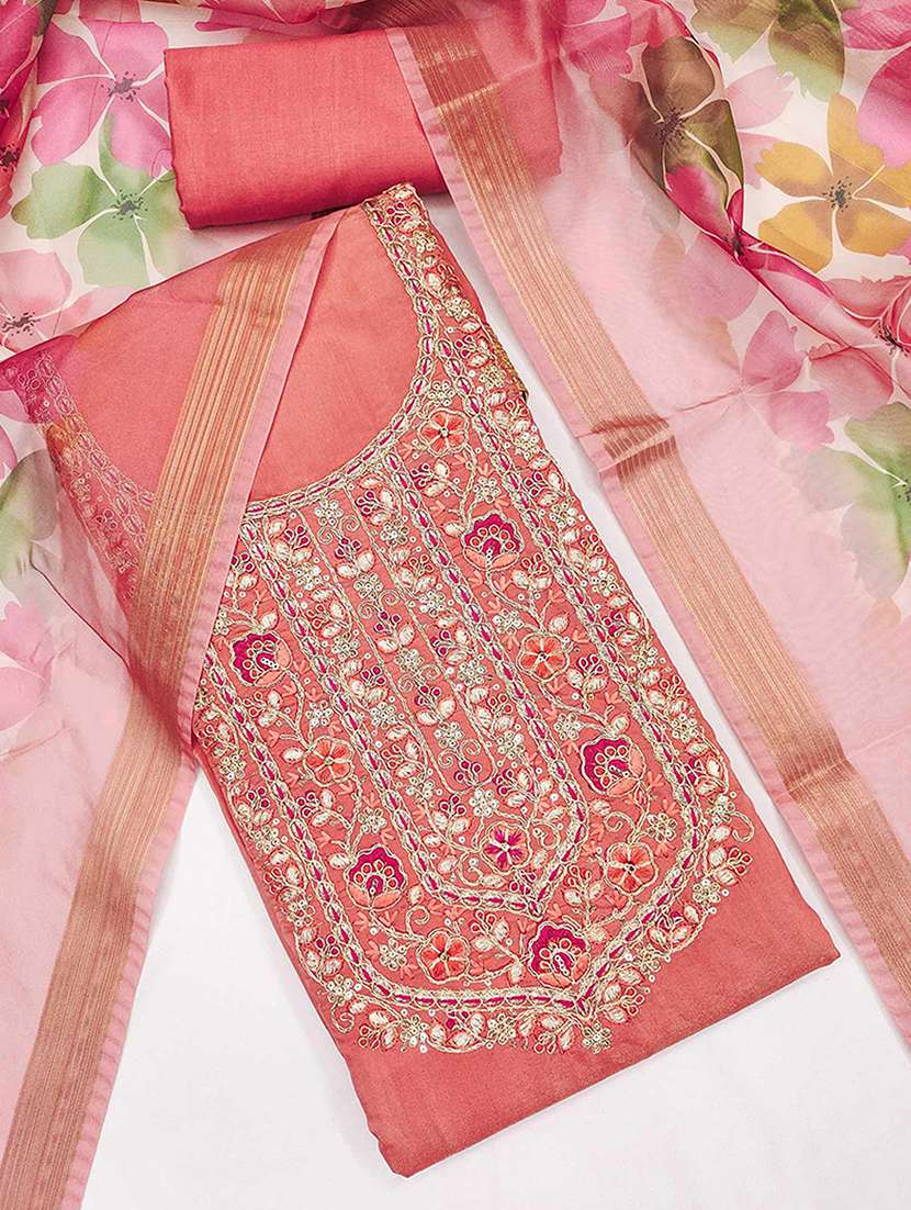 women solid with work embroidered unstitched suit set - 22230578 -  Standard Image - 2