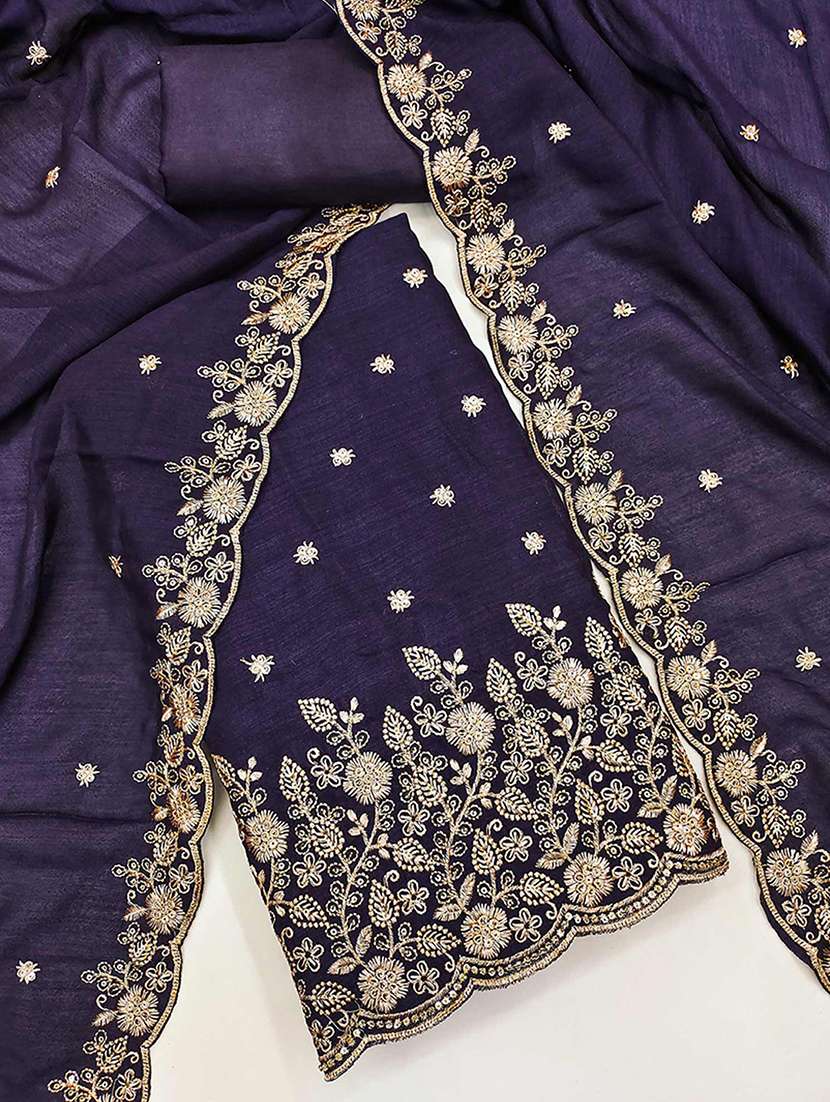 women solid with work embroidered unstitched suit set - 22230580 -  Standard Image - 2