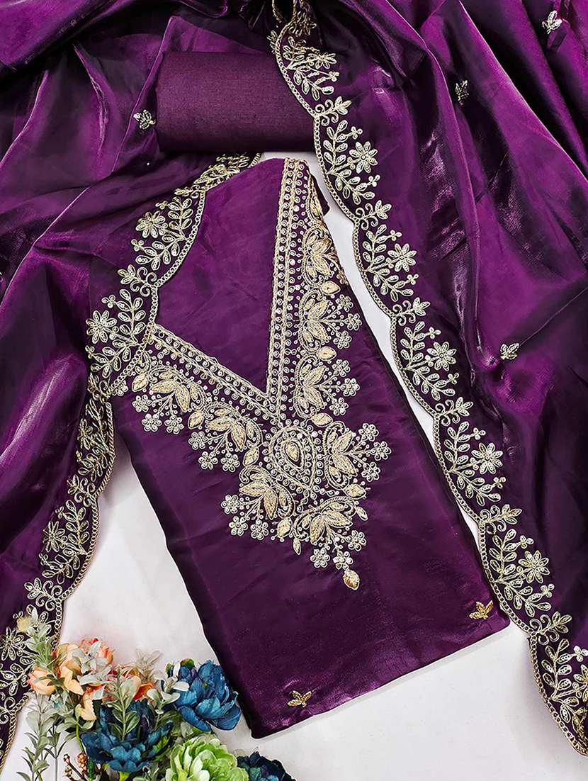 women solid with work unstitched suit set - 22230597 -  Standard Image - 2