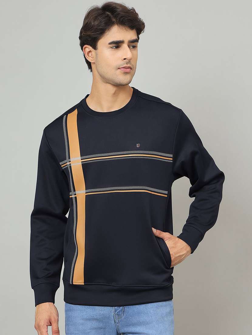 men striped long sleeve regular fit sweatshirt