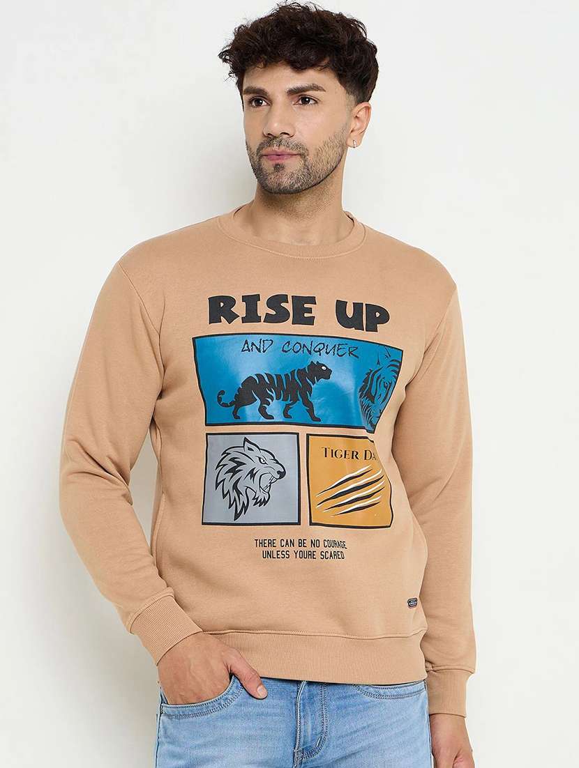 men printed long sleeve regular fit sweatshirt