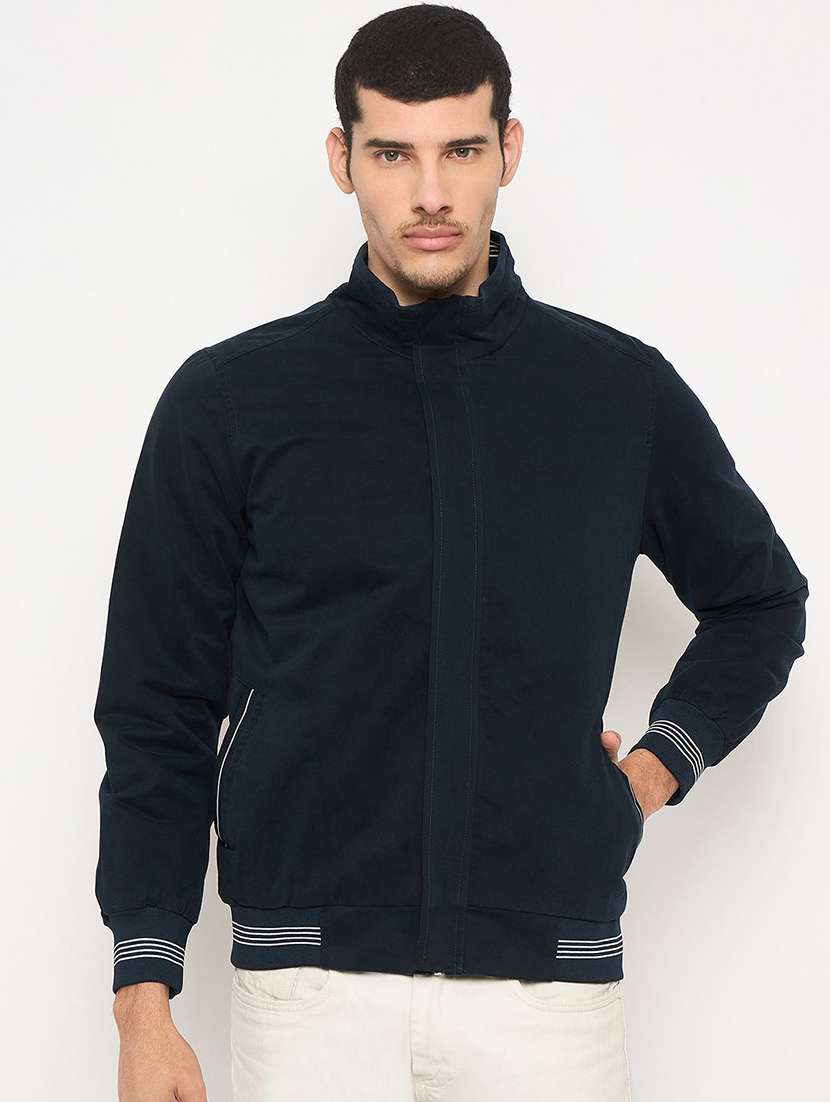 men solid long sleeve regualr fit casual jacket