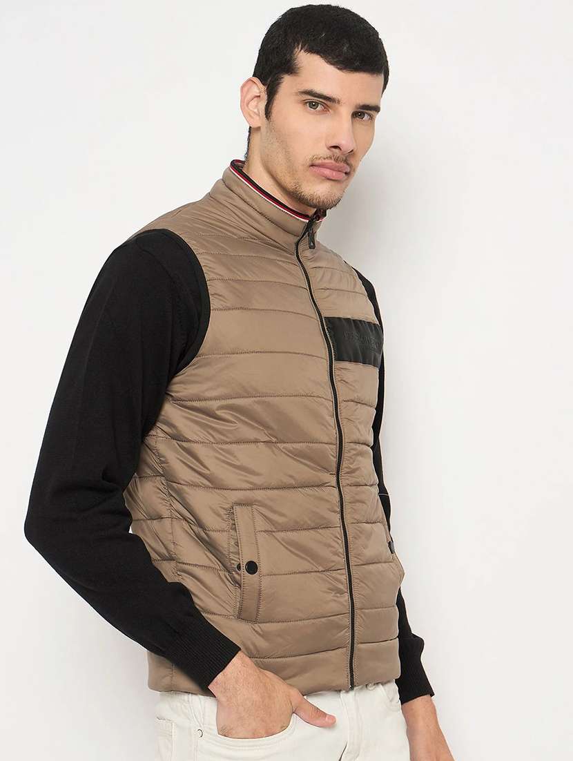 men solid sleeveless puffer jacket - 22230785 -  Standard Image - 2