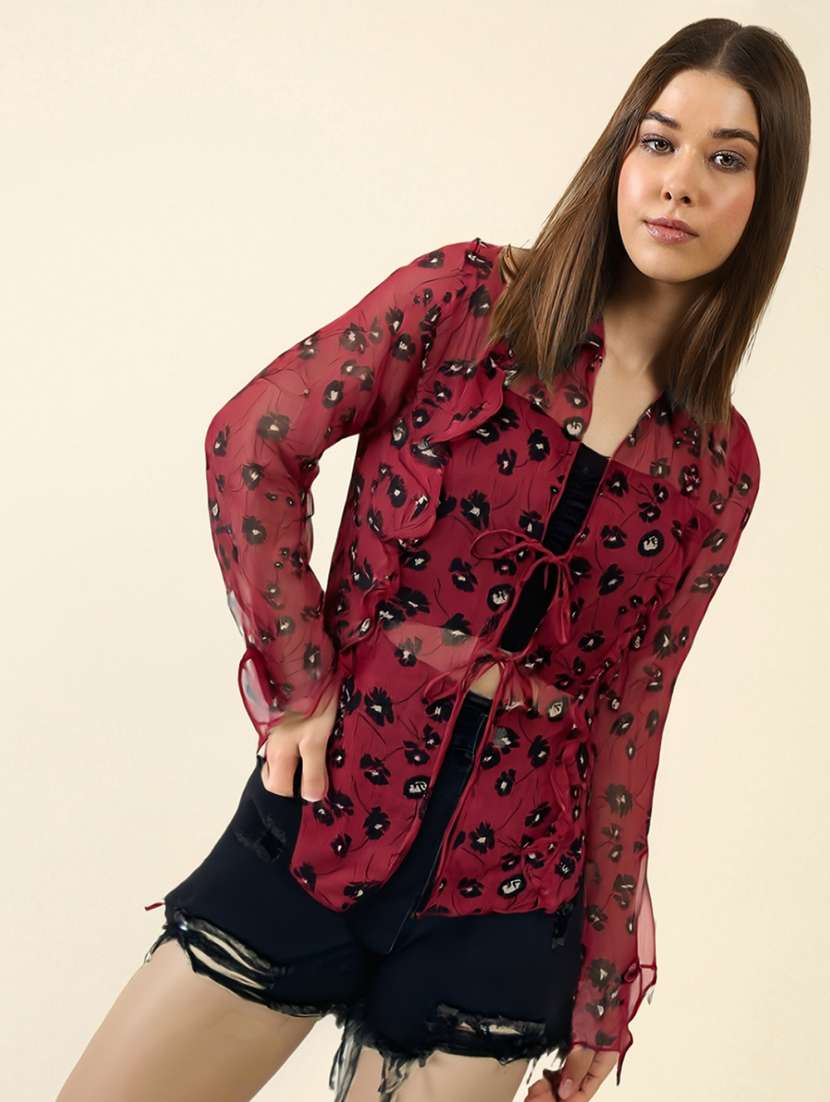 women printed long sleeve regular shrug - 22230806 -  Standard Image - 2