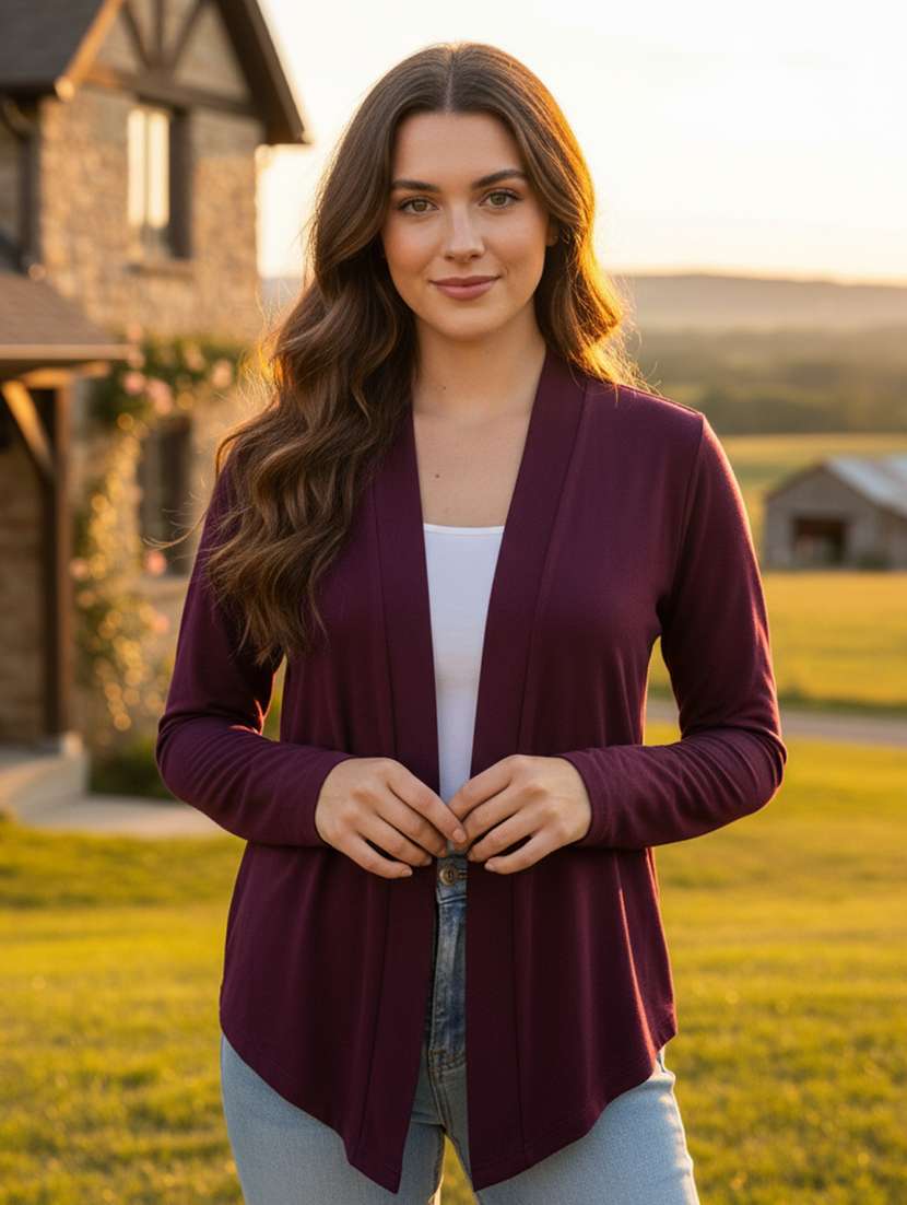 women solid long sleeve regular shrug - 22230810 -  Standard Image - 2