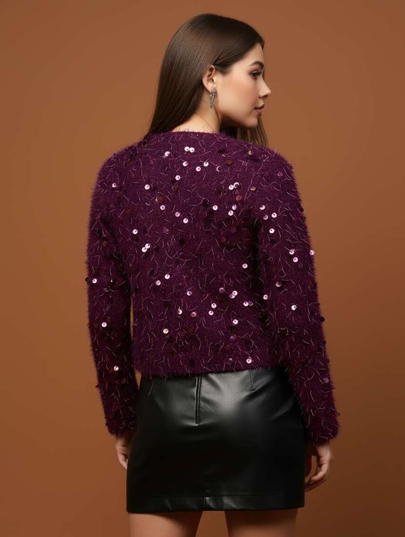 women sequined long sleeve crop shrug - 22230821 -  Standard Image - 2